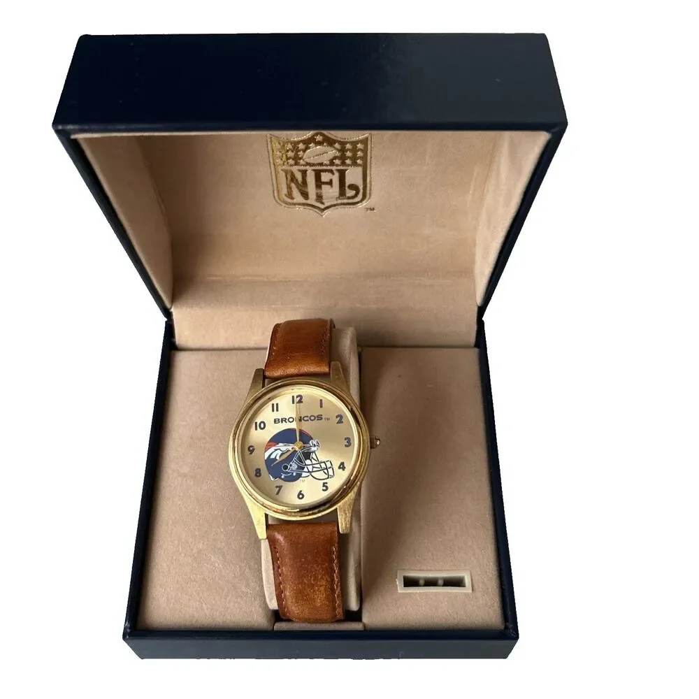 Vintage 1998 Denver Broncos NFL Fantasma Men's Gold Tone Watch New Battery